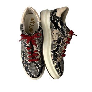 Sam Edelman Moira Lace Up Sneakers Snakeskin 8.5